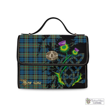 Colquhoun Ancient Tartan Waterproof Canvas Bag with Scotland Map and Thistle Celtic Accents