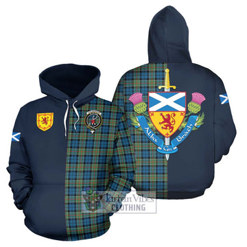 Colquhoun Ancient Tartan Hoodie with Scottish Lion Royal Arm Half Style