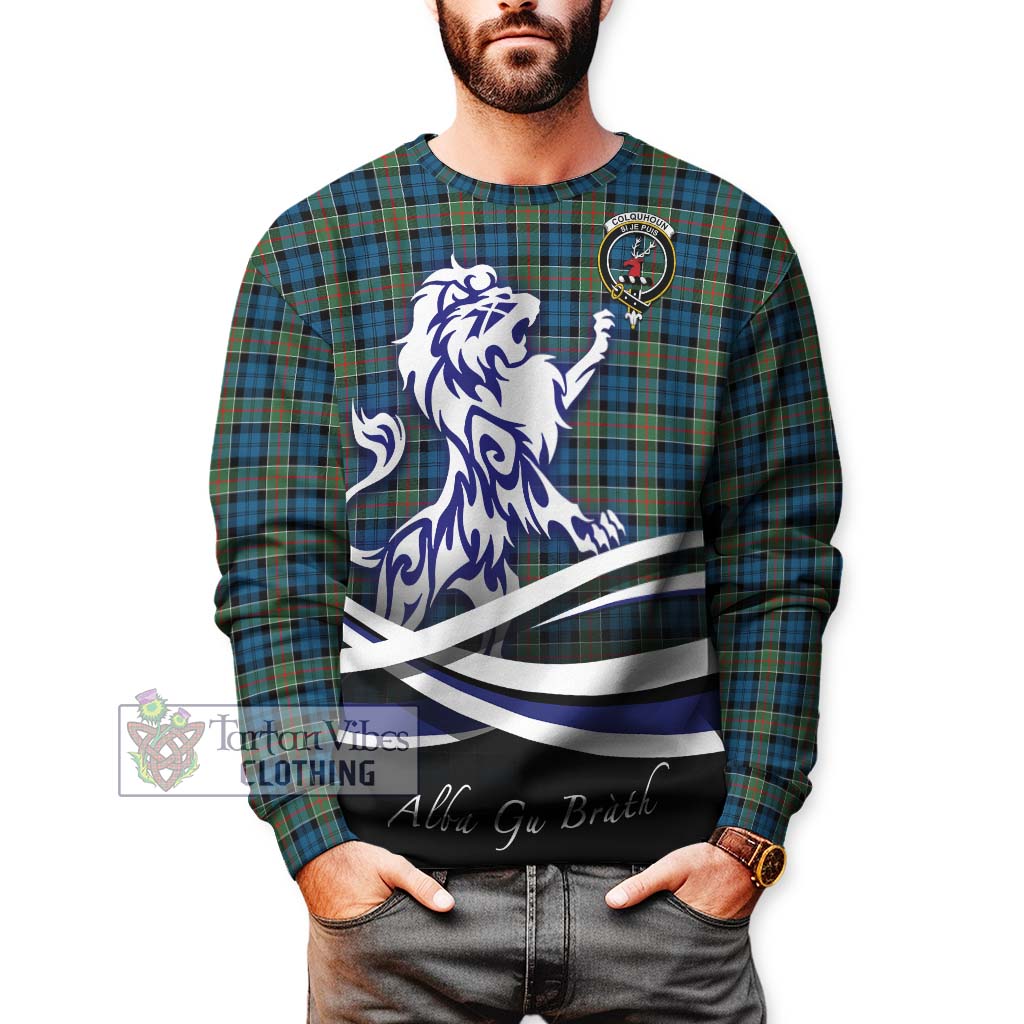 Tartan Vibes Clothing Colquhoun Ancient Tartan Sweatshirt with Alba Gu Brath Regal Lion Emblem