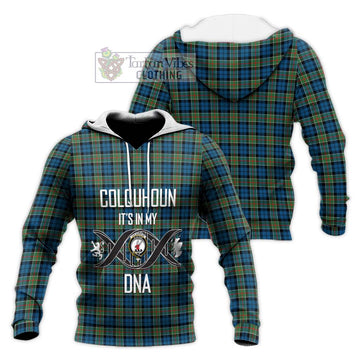 Colquhoun Ancient Tartan Knitted Hoodie with Family Crest DNA In Me Style