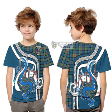 Colquhoun Ancient Tartan Kid T-Shirt with Epic Bagpipe Style