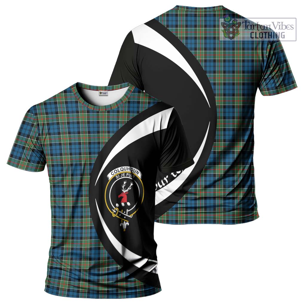 Tartan Vibes Clothing Colquhoun Ancient Tartan T-Shirt with Family Crest Circle Style