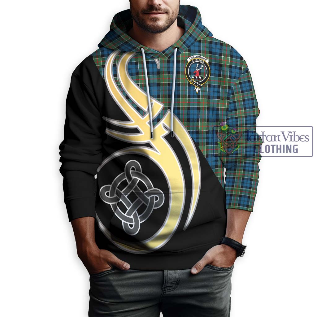 Colquhoun Ancient Tartan Hoodie with Family Crest and Celtic Symbol Style Zip Hoodie - Tartan Vibes Clothing