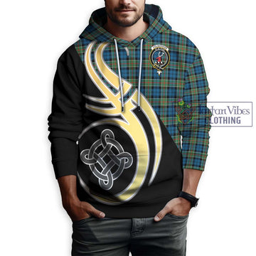 Colquhoun Ancient Tartan Hoodie with Family Crest and Celtic Symbol Style