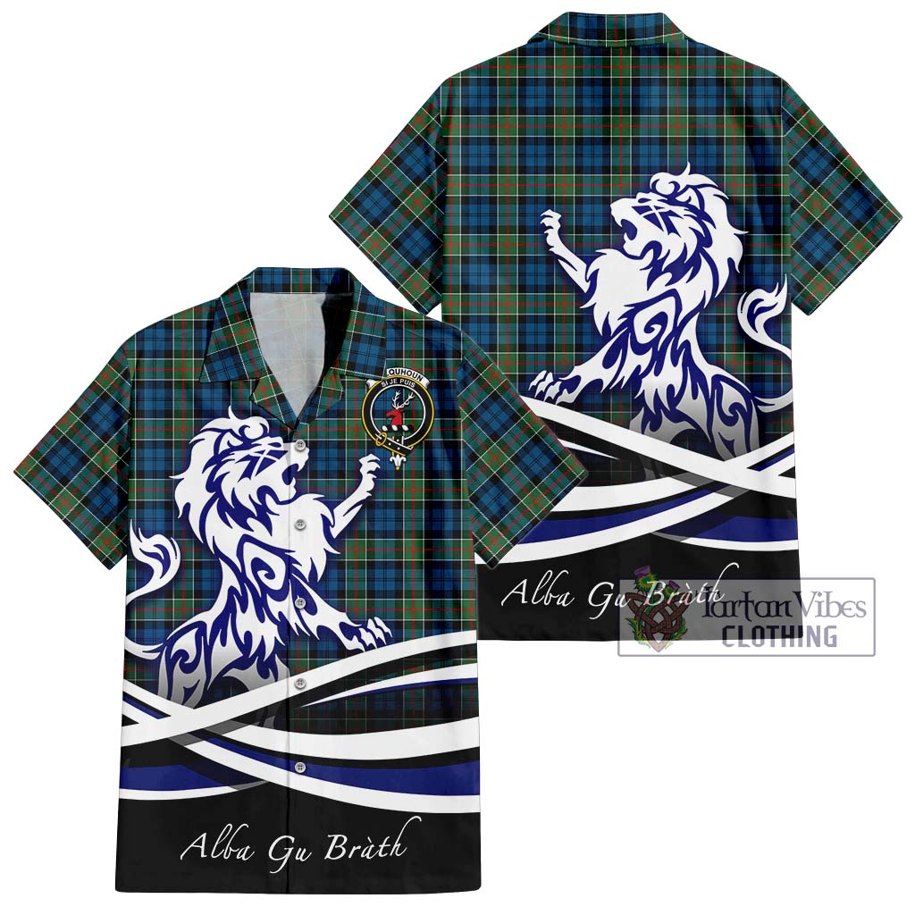 Tartan Vibes Clothing Colquhoun Ancient Tartan Short Sleeve Button Shirt with Alba Gu Brath Regal Lion Emblem