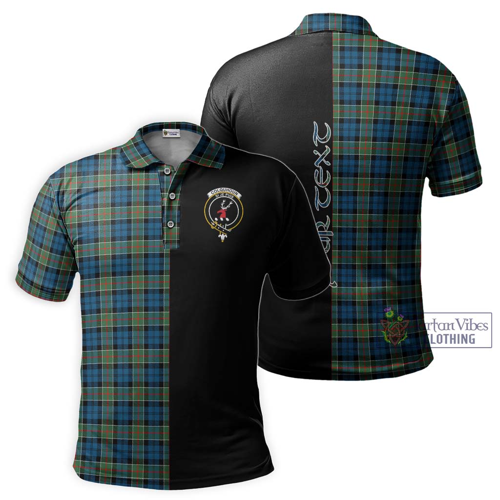 Tartan Vibes Clothing Colquhoun Ancient Tartan Polo Shirt with Family Crest and Half Of Me Style