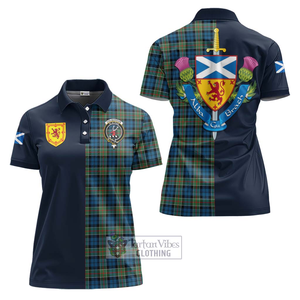 Tartan Vibes Clothing Colquhoun Ancient Tartan Women's Polo Shirt with Scottish Lion Royal Arm Half Style