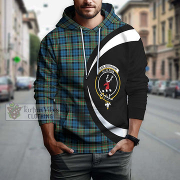 Colquhoun Ancient Tartan Hoodie with Family Crest Circle Style