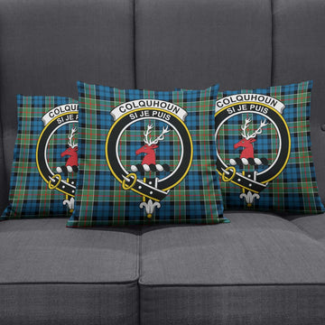 Colquhoun Ancient Tartan Pillow Cover with Family Crest