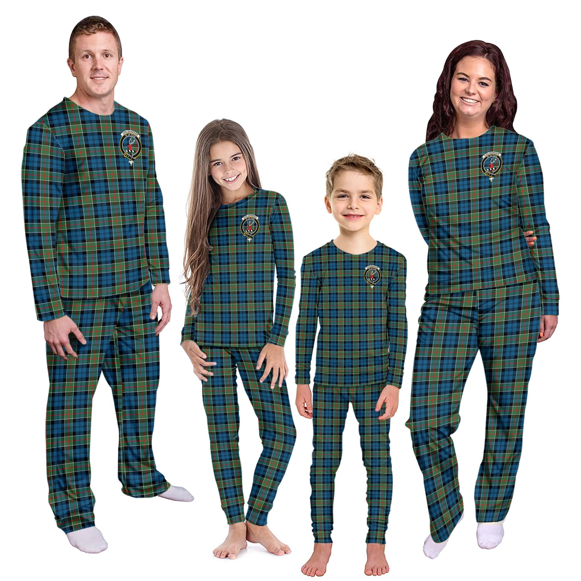 Colquhoun Ancient Tartan Pajamas Family Set with Family Crest Kid - Tartan Vibes Clothing