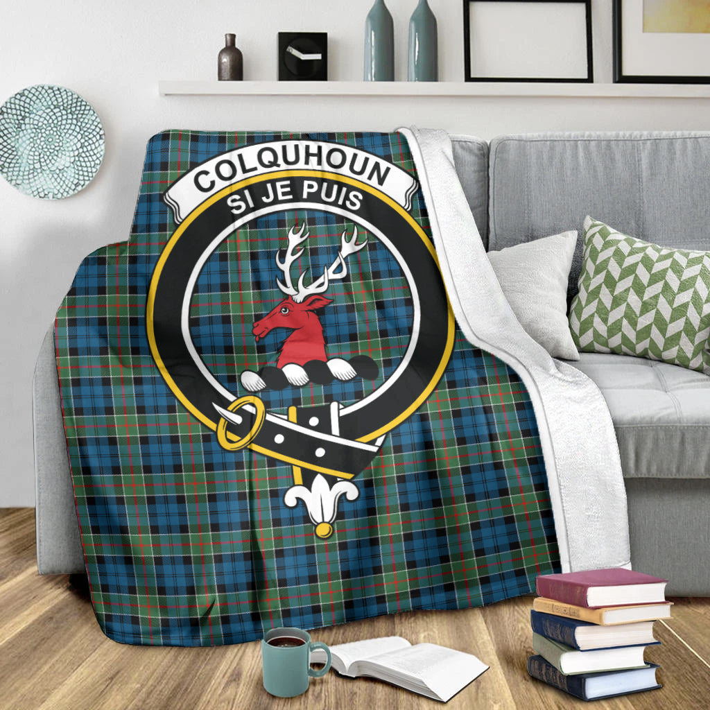 colquhoun-ancient-tartab-blanket-with-family-crest