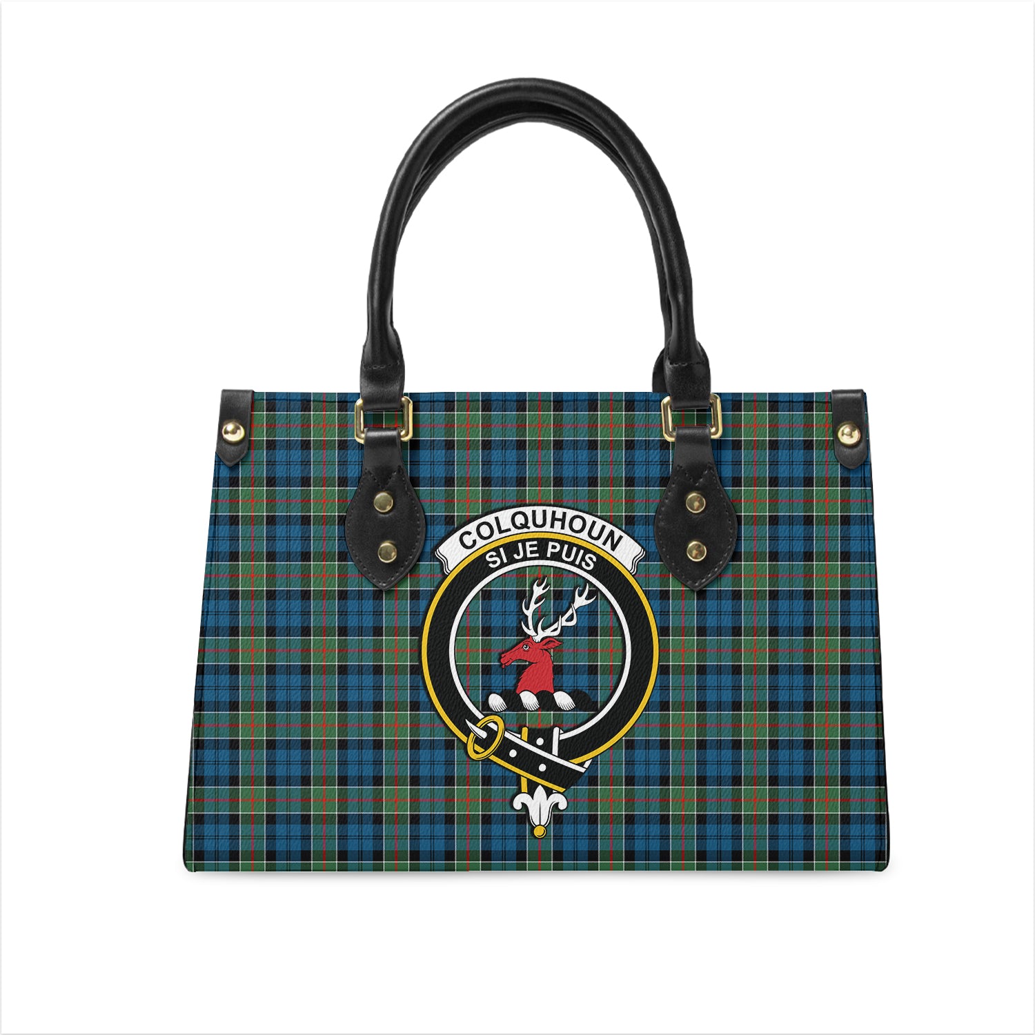 colquhoun-ancient-tartan-leather-bag-with-family-crest