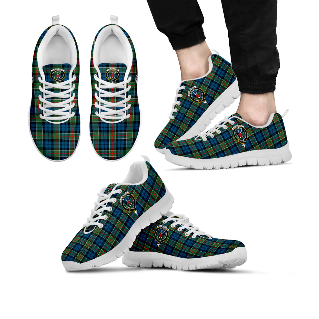 Colquhoun Ancient Tartan Sneakers with Family Crest Kid's Sneakers - Tartan Vibes Clothing