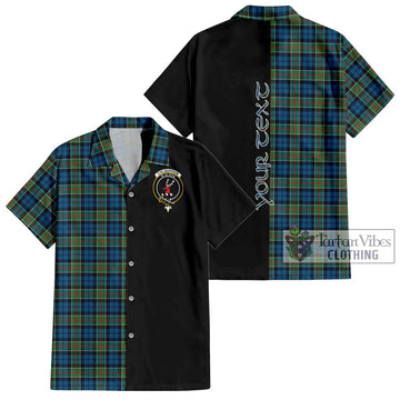 Colquhoun Ancient Tartan Short Sleeve Button Shirt with Family Crest and Half Of Me Style