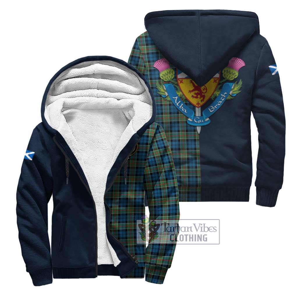 Tartan Vibes Clothing Colquhoun Ancient Tartan Sherpa Hoodie with Scottish Lion Royal Arm Half Style