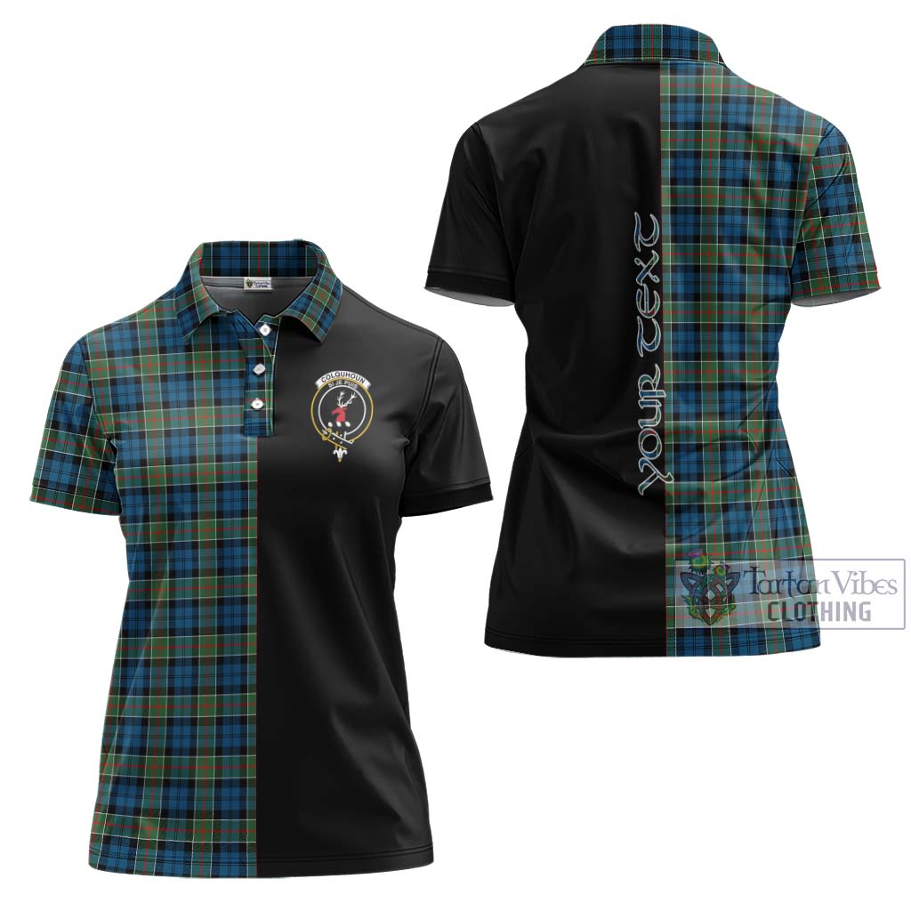 Tartan Vibes Clothing Colquhoun Ancient Tartan Women's Polo Shirt with Family Crest and Half Of Me Style