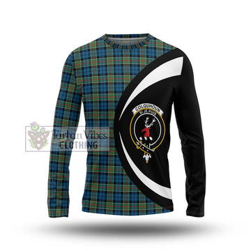 Colquhoun Ancient Tartan Long Sleeve T-Shirt with Family Crest Circle Style