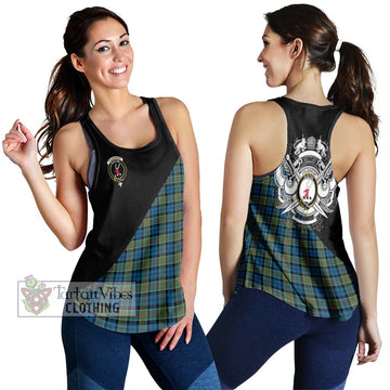 Colquhoun Ancient Tartan Women's Racerback Tanks with Family Crest and Military Logo Style