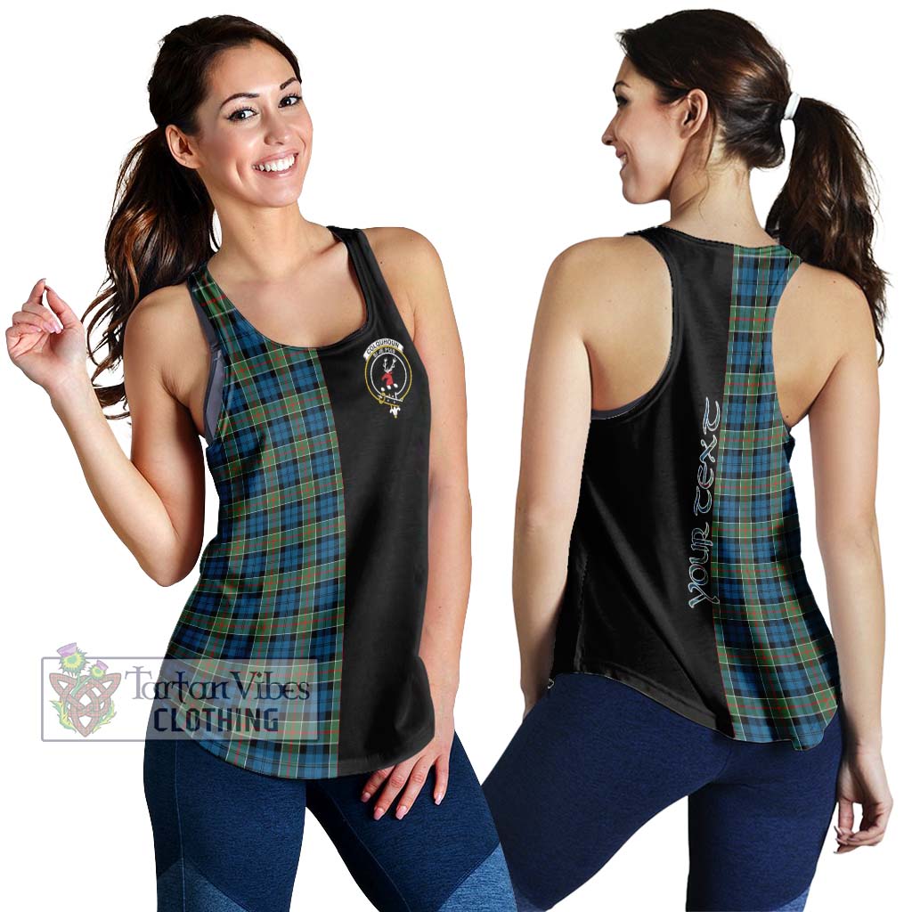 Tartan Vibes Clothing Colquhoun Ancient Tartan Women's Racerback Tanks with Family Crest and Half Of Me Style