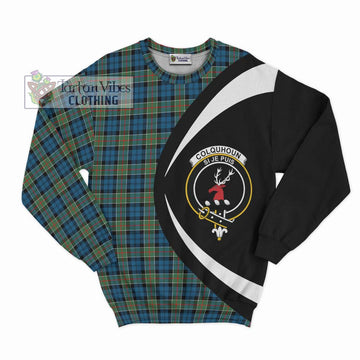 Colquhoun Ancient Tartan Sweatshirt with Family Crest Circle Style