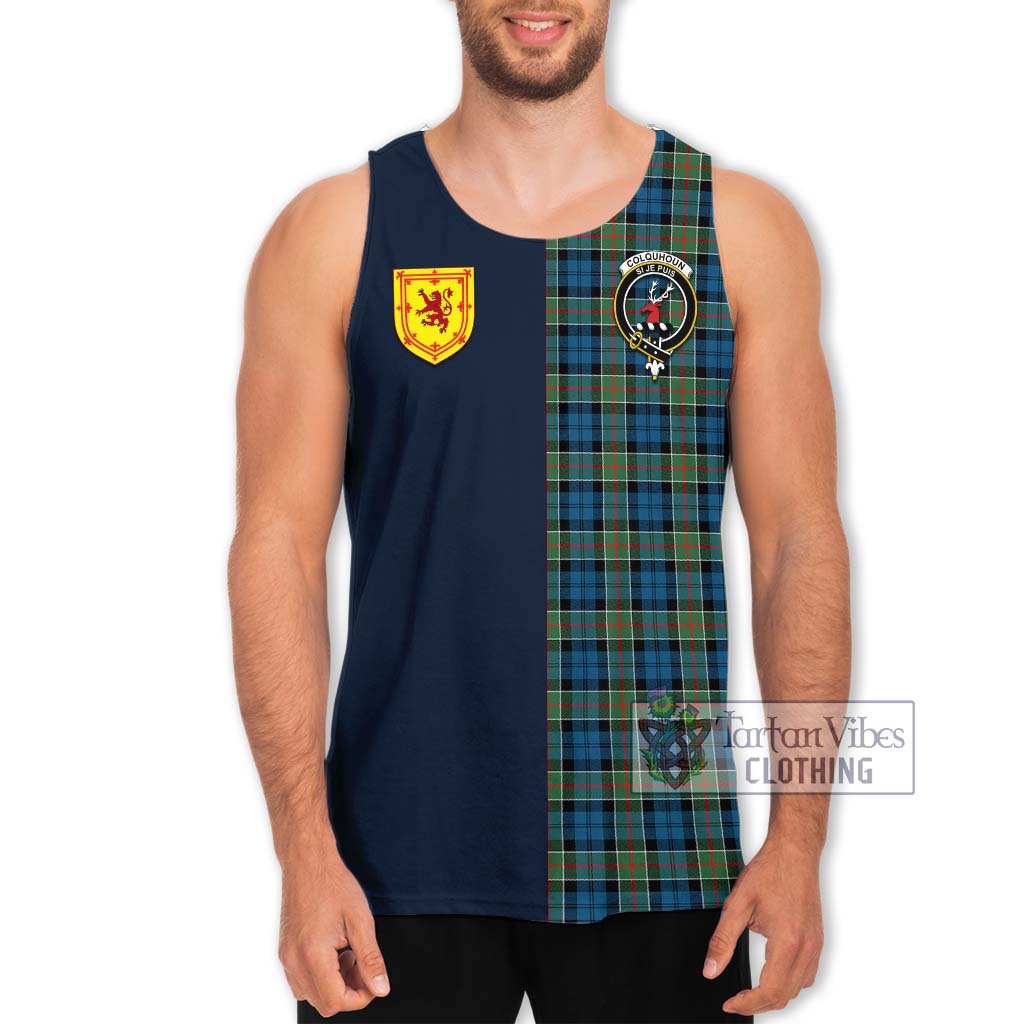 Tartan Vibes Clothing Colquhoun Ancient Tartan Men's Tank Top with Scottish Lion Royal Arm Half Style