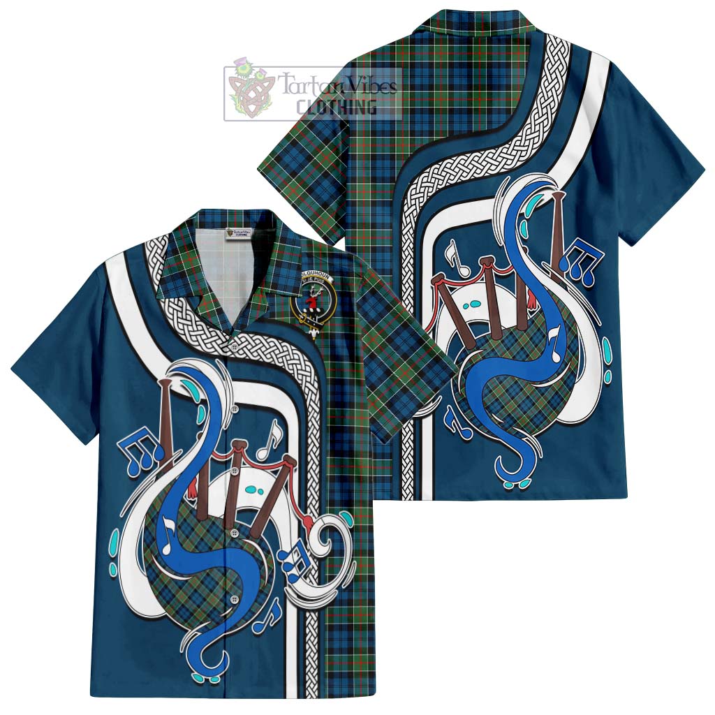 Tartan Vibes Clothing Colquhoun Ancient Tartan Short Sleeve Button Shirt with Epic Bagpipe Style