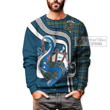 Colquhoun Ancient Tartan Sweatshirt with Epic Bagpipe Style