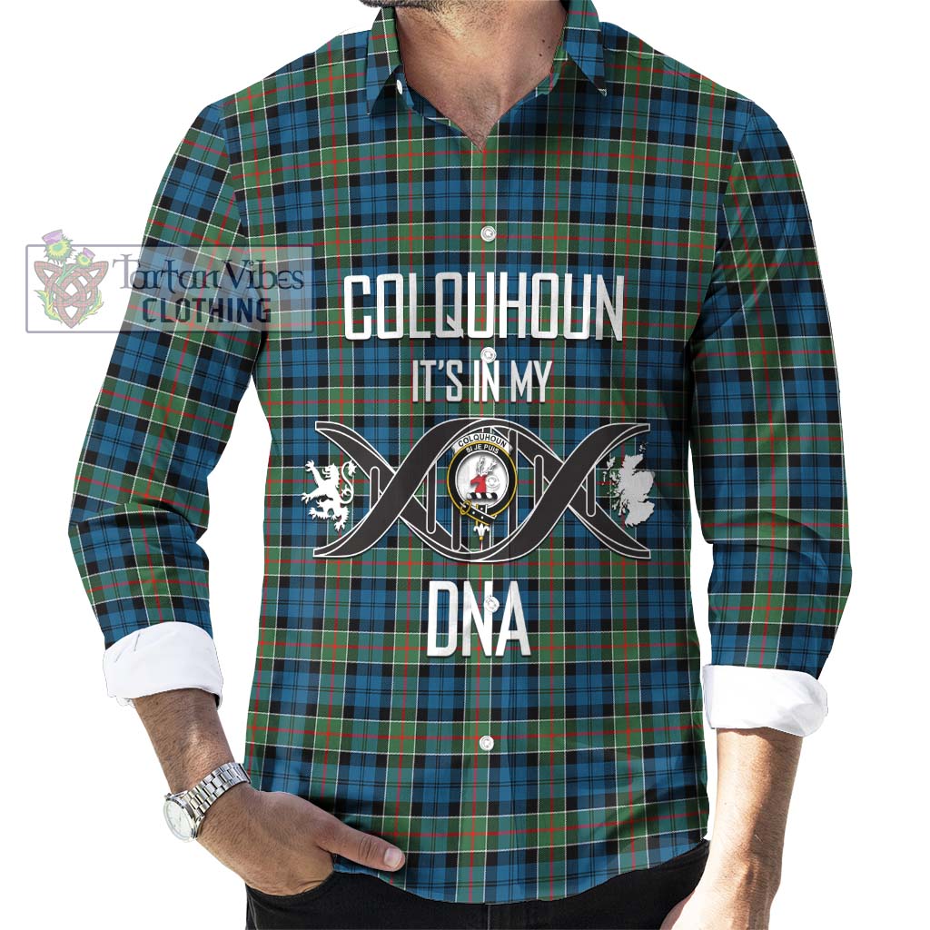 Tartan Vibes Clothing Colquhoun Ancient Tartan Long Sleeve Button Shirt with Family Crest DNA In Me Style