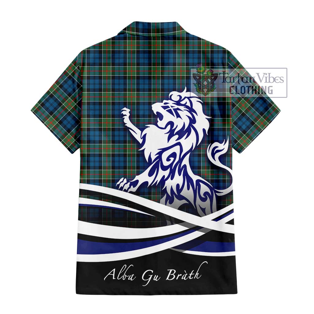 Tartan Vibes Clothing Colquhoun Ancient Tartan Short Sleeve Button Shirt with Alba Gu Brath Regal Lion Emblem