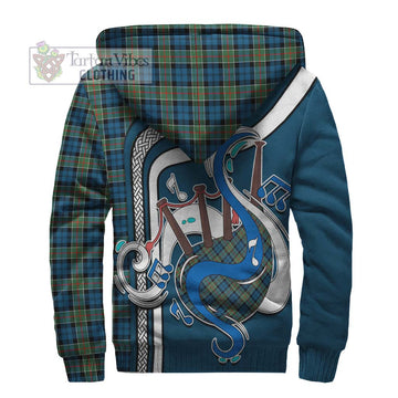 Colquhoun Ancient Tartan Sherpa Hoodie with Epic Bagpipe Style