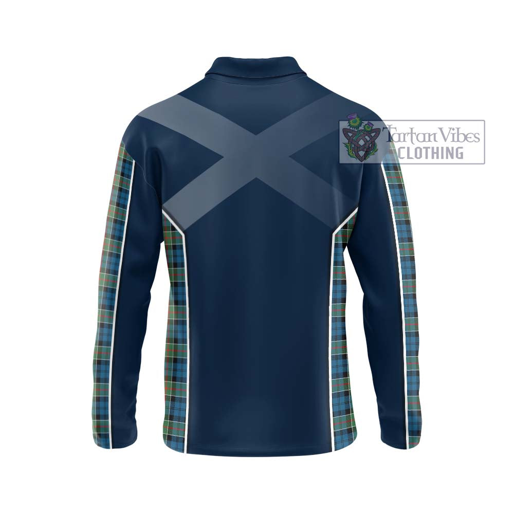 Tartan Vibes Clothing Colquhoun Ancient Tartan Long Sleeve Polo Shirt with Family Crest and Lion Rampant Vibes Sport Style