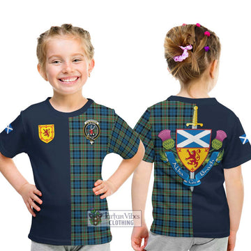 Colquhoun Ancient Tartan Kid T-Shirt Alba with Scottish Lion Royal Arm Half Style