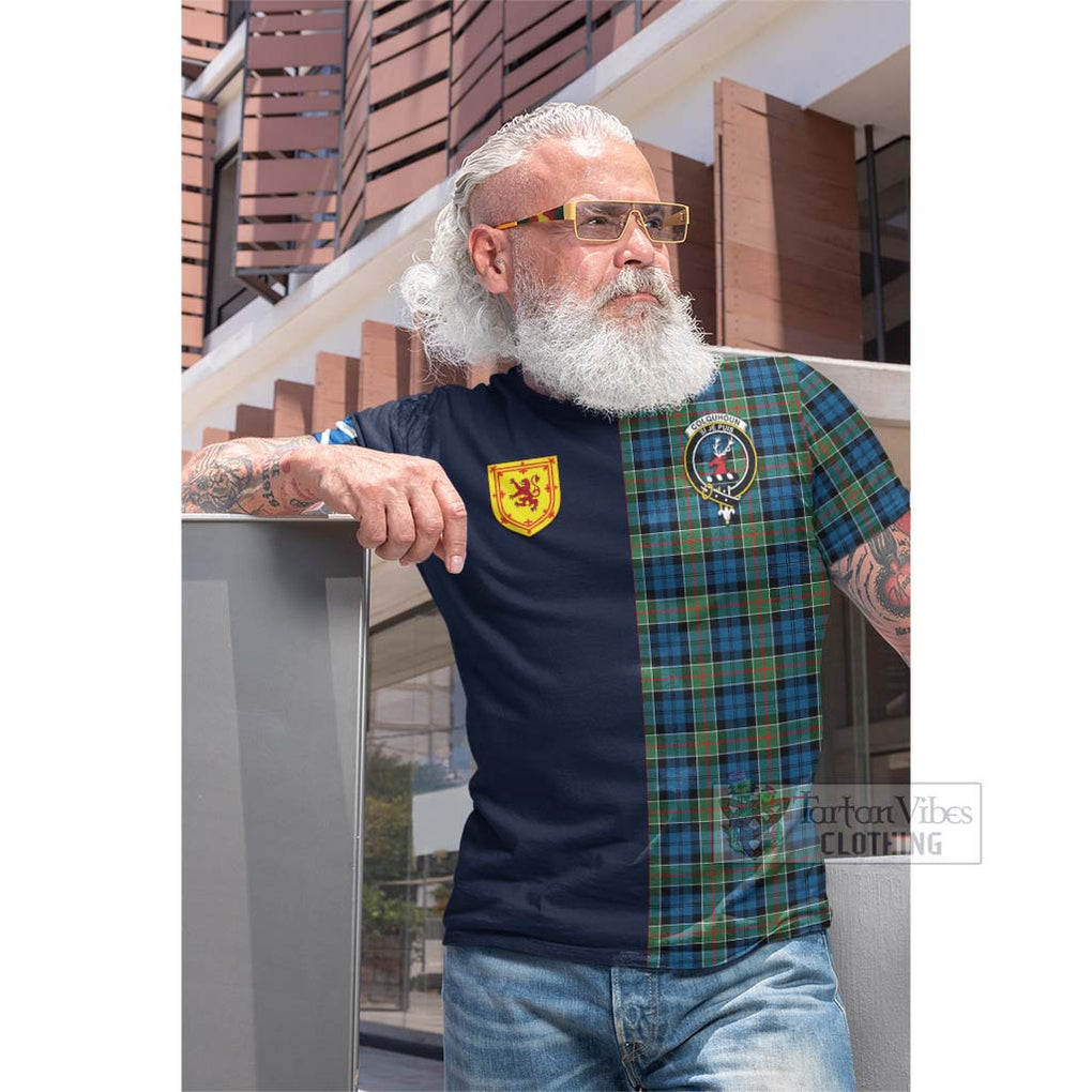 Tartan Vibes Clothing Colquhoun Ancient Tartan Cotton T-shirt with Scottish Lion Royal Arm Half Style