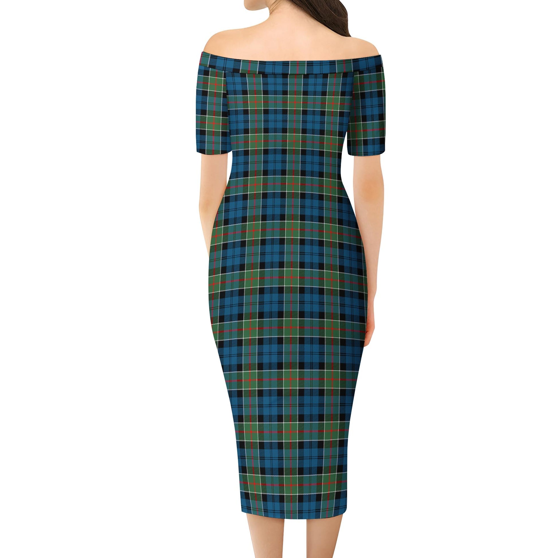 Colquhoun Ancient Tartan Off Shoulder Lady Dress - Tartanvibesclothing