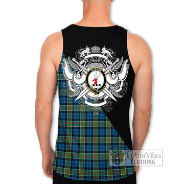 Colquhoun Ancient Tartan Men's Tank Top with Family Crest and Military Logo Style