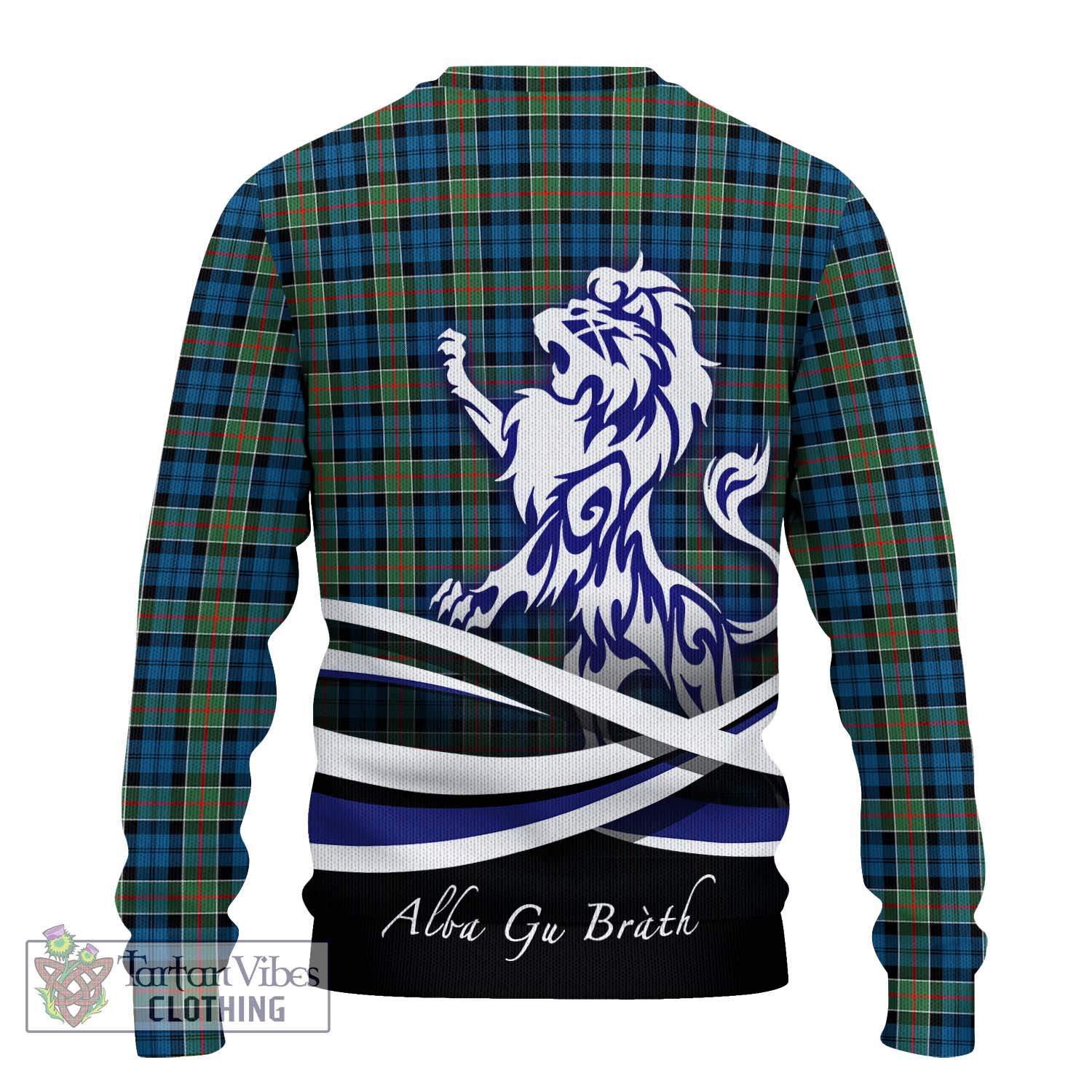 Tartan Vibes Clothing Colquhoun Ancient Tartan Knitted Sweater with Alba Gu Brath Regal Lion Emblem