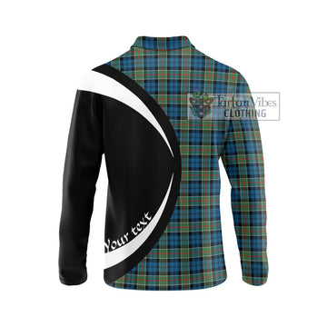 Colquhoun Ancient Tartan Long Sleeve Polo Shirt with Family Crest Circle Style