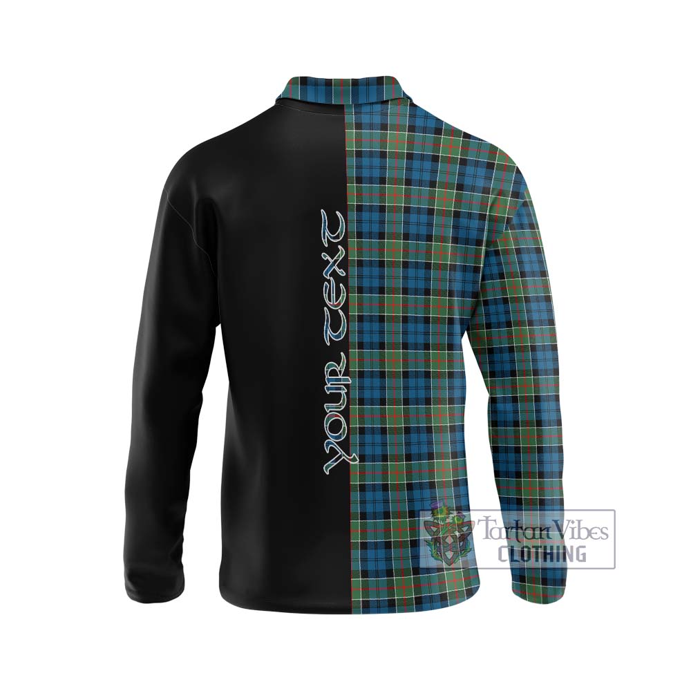 Tartan Vibes Clothing Colquhoun Ancient Tartan Long Sleeve Polo Shirt with Family Crest and Half Of Me Style