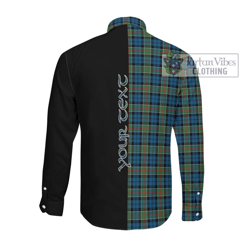 Tartan Vibes Clothing Colquhoun Ancient Tartan Long Sleeve Button Shirt with Family Crest and Half Of Me Style