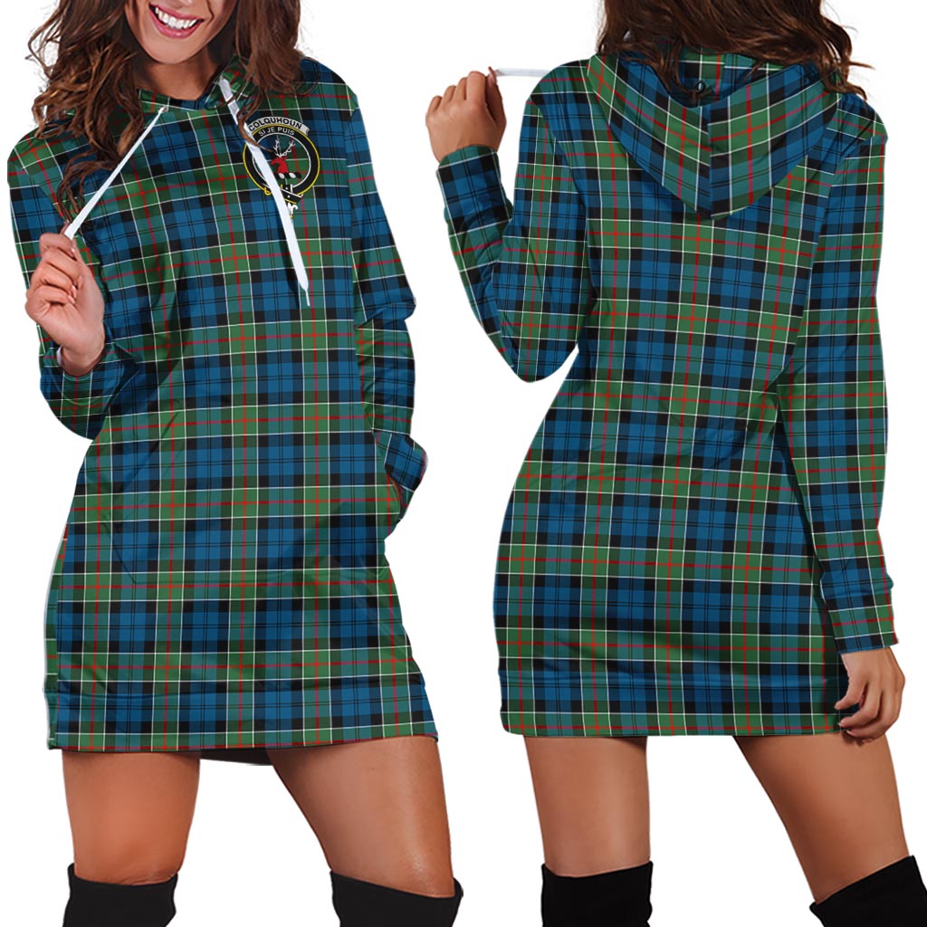 Colquhoun Ancient Tartan Hoodie Dress with Family Crest - Tartan Vibes Clothing