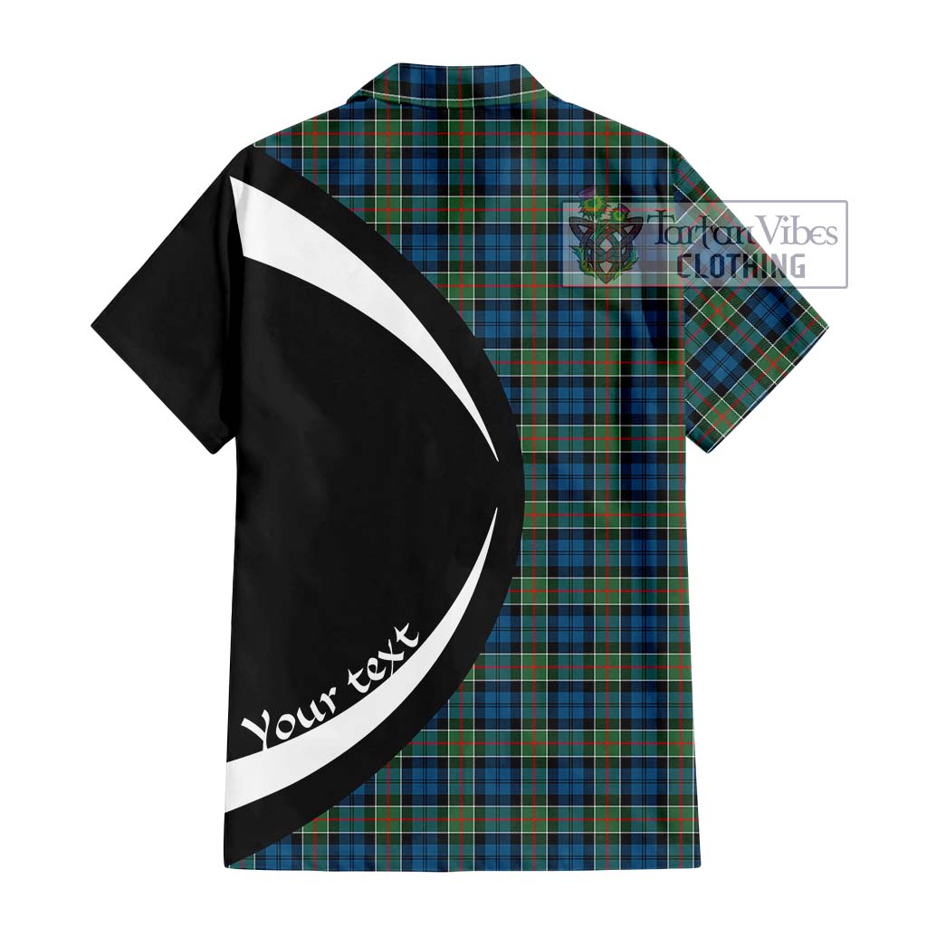 Colquhoun Ancient Tartan Short Sleeve Button Up with Family Crest Circle Style - Tartan Vibes Clothing