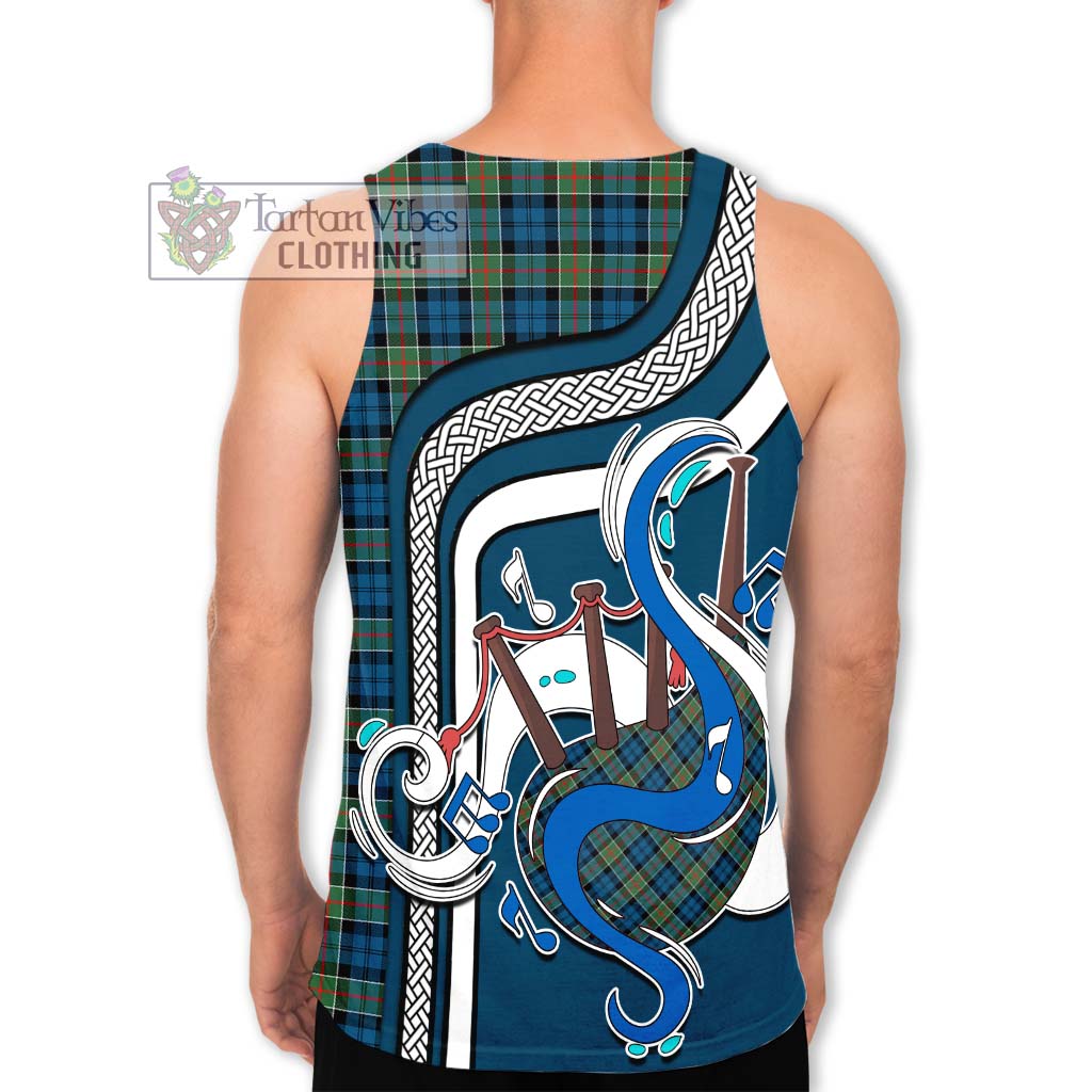 Tartan Vibes Clothing Colquhoun Ancient Tartan Men's Tank Top with Epic Bagpipe Style