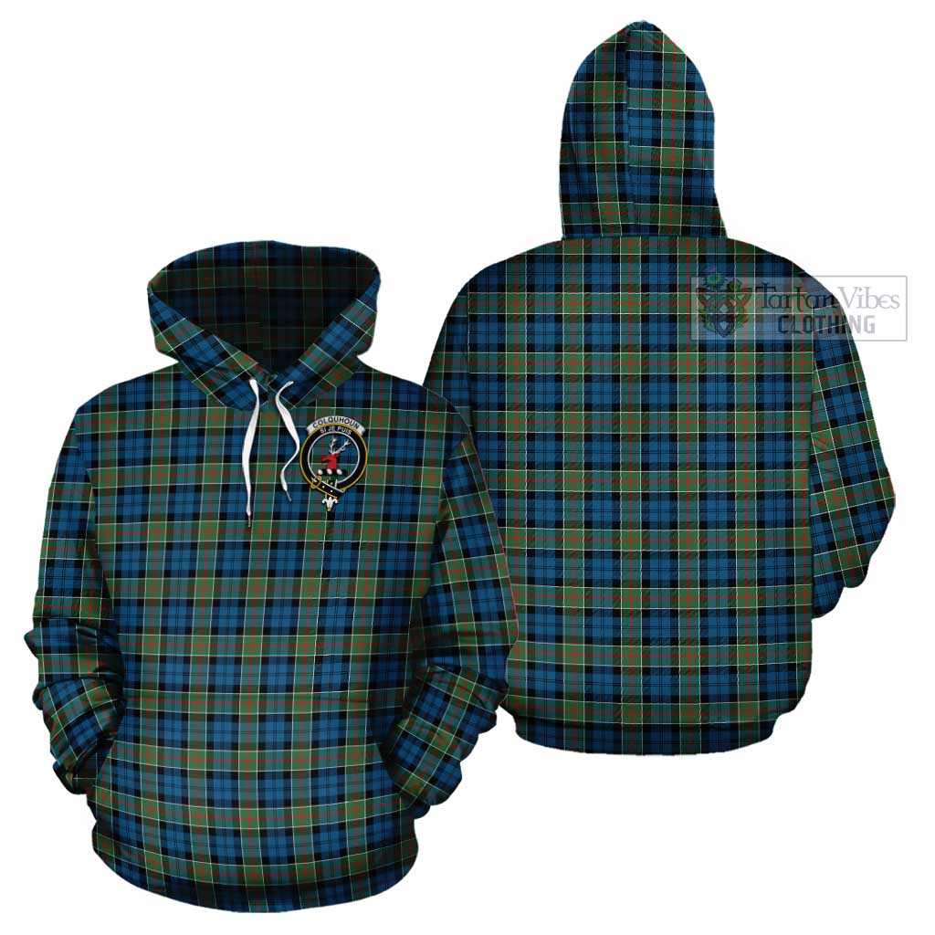 Tartan Vibes Clothing Colquhoun Ancient Tartan Cotton Hoodie with Family Crest