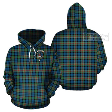 Colquhoun Ancient Tartan Cotton Hoodie with Family Crest