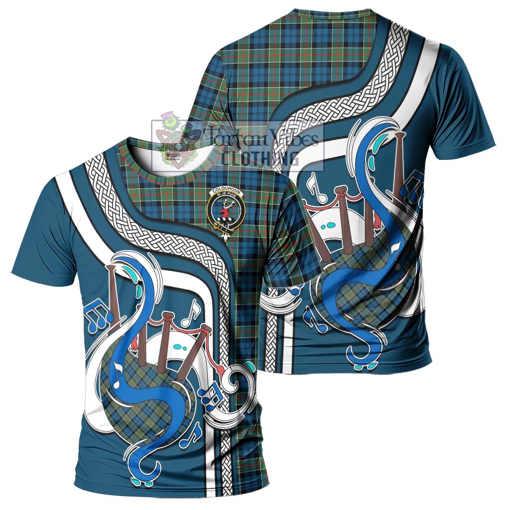 Tartan Vibes Clothing Colquhoun Ancient Tartan T-Shirt with Epic Bagpipe Style