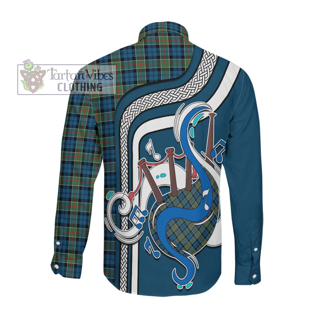 Tartan Vibes Clothing Colquhoun Ancient Tartan Long Sleeve Button Shirt with Epic Bagpipe Style