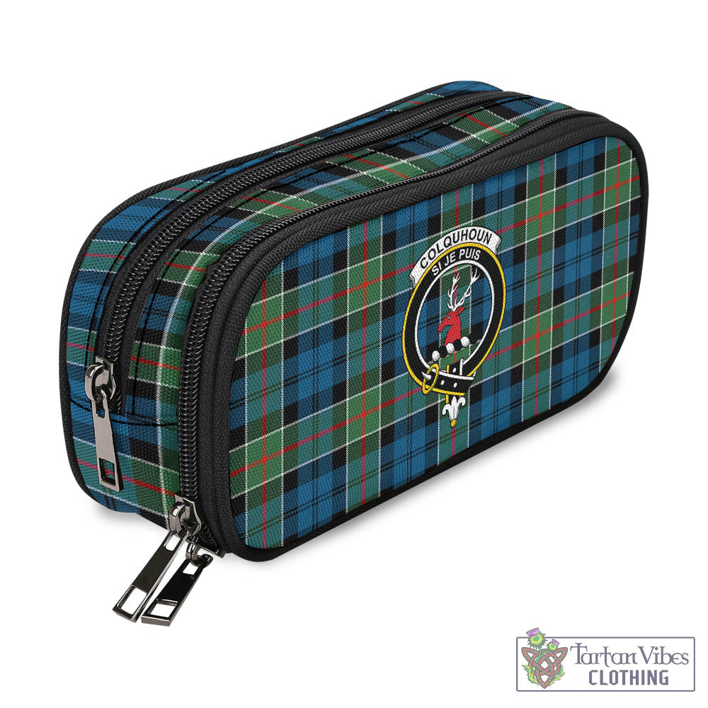 Tartan Vibes Clothing Colquhoun Ancient Tartan Pen and Pencil Case with Family Crest