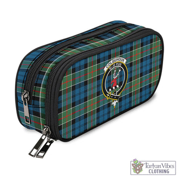 Colquhoun Ancient Tartan Pen and Pencil Case with Family Crest