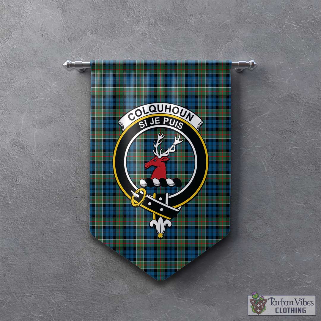 Tartan Vibes Clothing Colquhoun Ancient Tartan Gonfalon, Tartan Banner with Family Crest