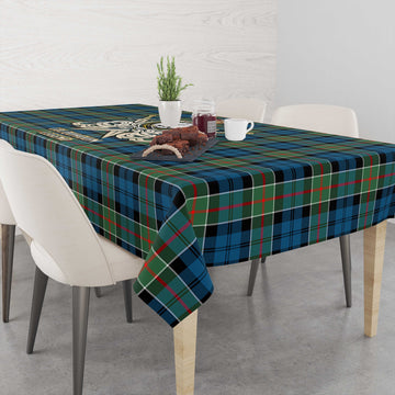 Colquhoun Ancient Tartan Tablecloth with Clan Crest and the Golden Sword of Courageous Legacy